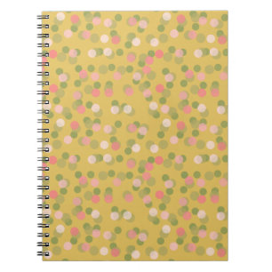 pink yellow and green polka polka-dots notebook