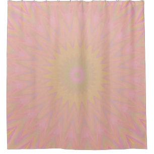 Pink, Yellow and Green Sunburst Shower Curtain