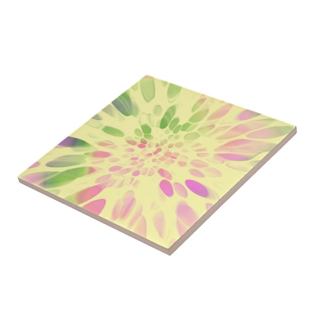 pink yellow and green Tie-dye Tile (Side)