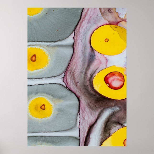 Pink, Yellow, and Grey Abstraction Poster (Front)