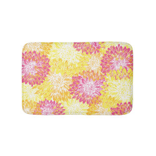 Pink, Yellow and Orange Mums Bath Mat