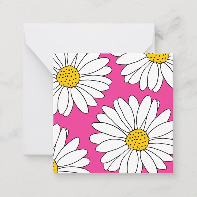 Pink Yellow and White Daisies Card (Front)