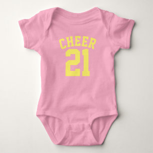 Pink & Yellow Baby Sports Jersey Design Bodysuit