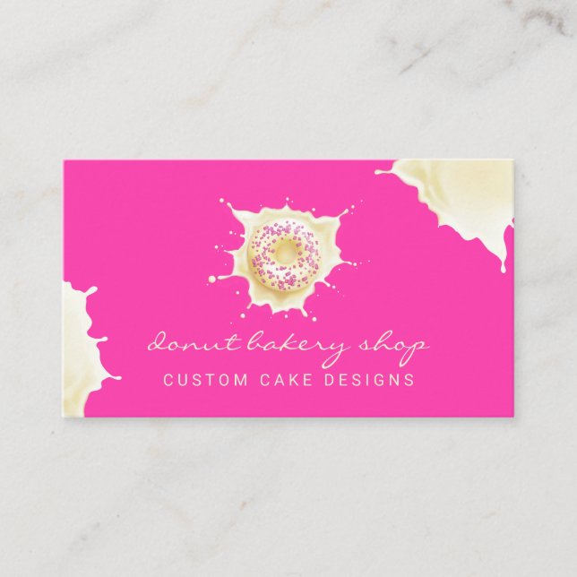 Pink Yellow Bakery Pastry Sweet Cream Doughnut Business Card (Front)