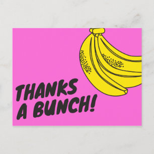 Pink Yellow Banana Bunch Thank You Postcard