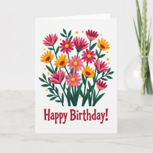 Pink Yellow Birthday Bloom Card