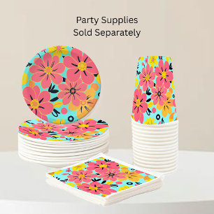 Pink & Yellow Blossoms on Sky Blue –Dopamine Style Paper Cups