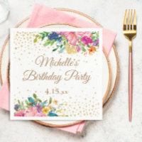 Pink Yellow Blue Floral Birthday