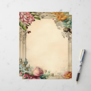 Pink Yellow Blue Floral Junk Journal Vintage