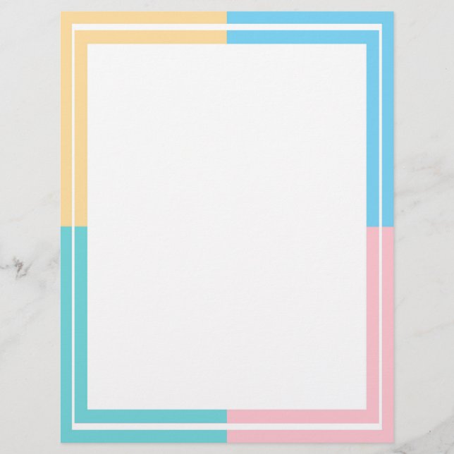 Pink Yellow Blue Green Custom Blank Template Letterhead (Front)