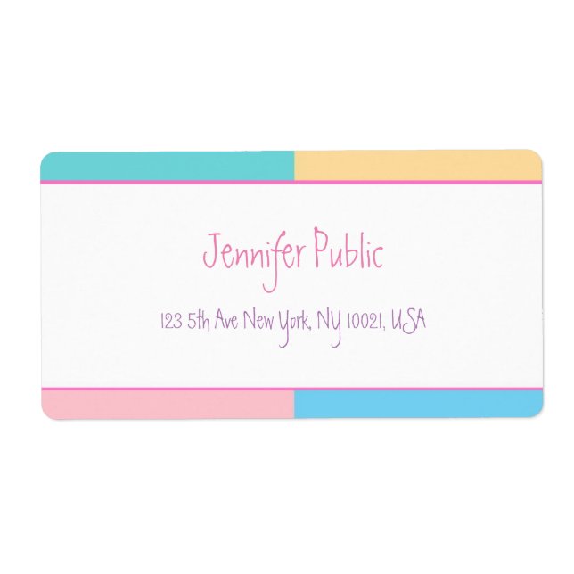 Pink Yellow Blue Green Handwritten Name Modern (Front)