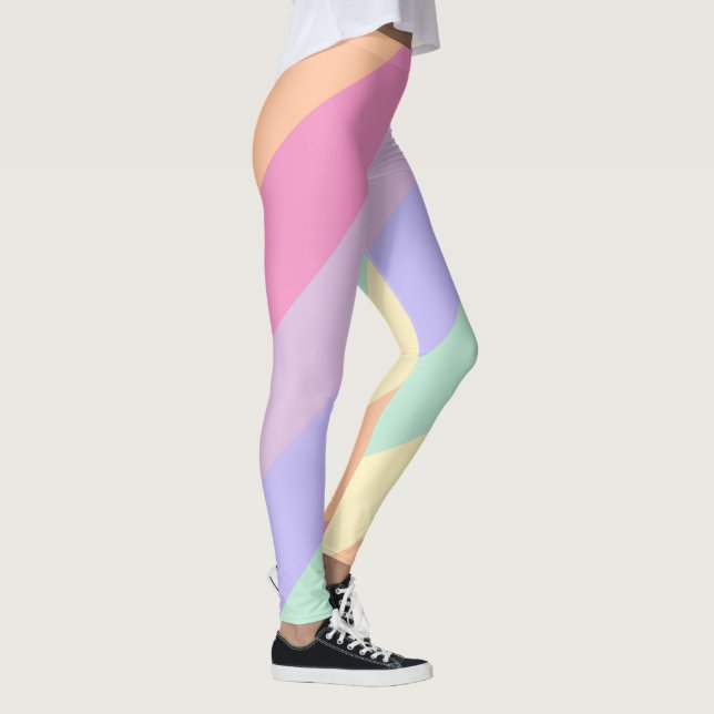 Pink Yellow Blue Green Purple Womens Colourful Leggings (Right)