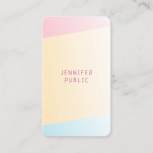 Pink Yellow Blue Modern Elegant Trend Colours Chic Business Card
