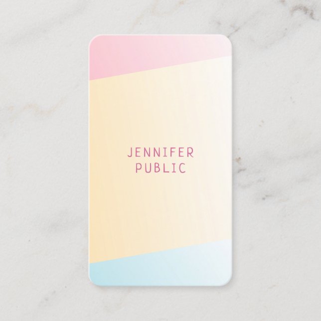 Pink Yellow Blue Modern Elegant Trend Colours Chic Business Card (Front)