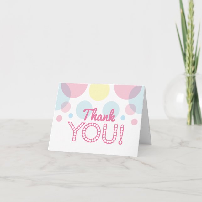 Pink Yellow Blue Ready to Pop Baby Shower Thank You Card (Front)