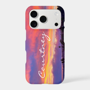 Pink yellow blue sunset clouds custom name script