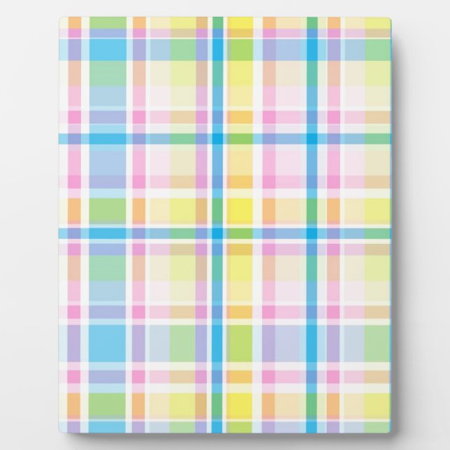 Pink yellow blue tartan pattern accessories trendy plaque (Front)