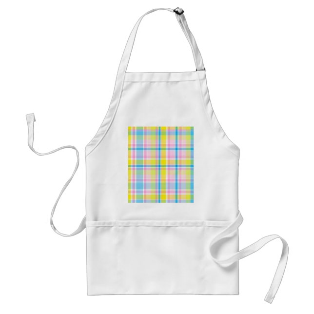 Pink yellow blue tartan pattern accessories trendy standard apron (Front)