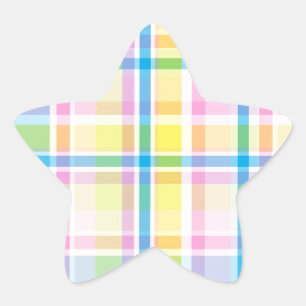 Pink yellow blue tartan pattern accessories trendy star sticker