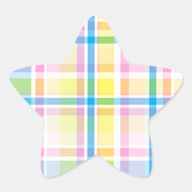 Pink yellow blue tartan pattern accessories trendy star sticker (Front)
