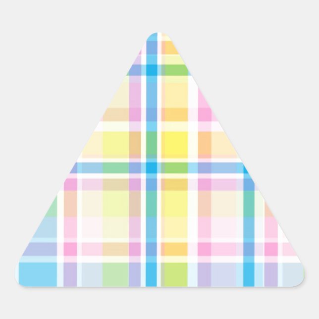Pink yellow blue tartan pattern accessories trendy triangle sticker (Front)