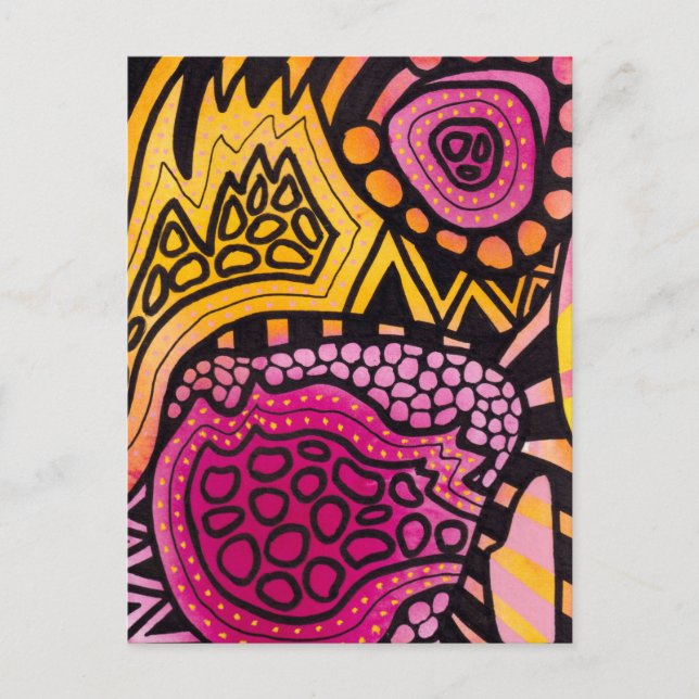 Pink Yellow Boho Abstract Postcard (Front)
