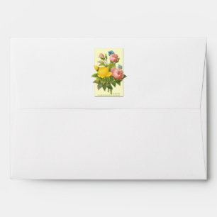 Pink Yellow Botanical Roses Envelope