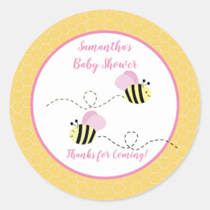 Pink Yellow Bumble Bee Favour Sticker