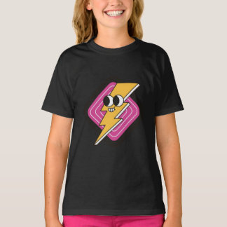 Pink yellow cartoon style tshirt Black colours fun