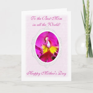 Pink Yellow Cattleya Mother's Day Card