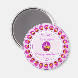 Pink Yellow Cattleya Orchid Mother's Day Magnet