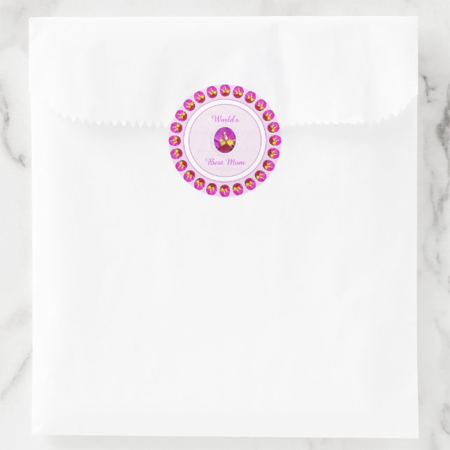 Pink Yellow Cattleya Orchid Mother's Day Stickers (Bag)