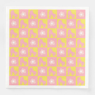 Pink Yellow Checkered Roller Derby Skate Napkin