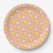 Pink Yellow Chequered Roller Derby Skate