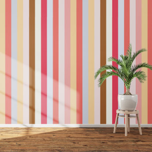 Pink Yellow Circus Awning Stripe Wallpaper