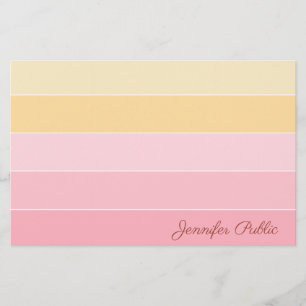 Pink Yellow Colour Harmony Handwriting Script Name Stationery