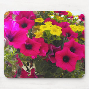 pink, yellow, colourful summer flowers basket mouse mat