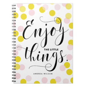 Pink & Yellow Confetti Enjoy The Little Things Notebook
