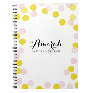 Pink & Yellow Confetti Polka Dots Custom Notebook