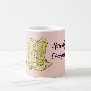Pink Yellow Cowgirl Boots Coffee Mug