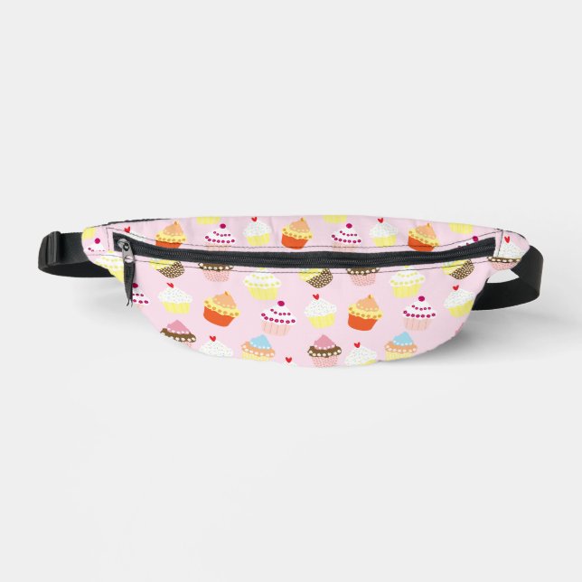 PINK YELLOW CUPCAKES PATTERN BUM BAGS (Front)