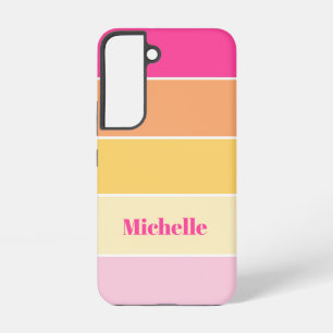 pink yellow Custom Summer Colour Block Stripes Samsung Galaxy Case