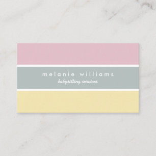 Pink yellow cute minimal feminine babysitting card