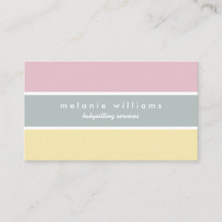 Pink yellow cute minimal feminine babysitting card