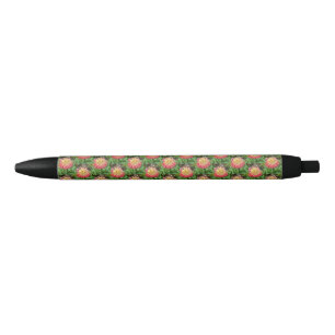 Pink & Yellow Dahlia Black Ink Pen