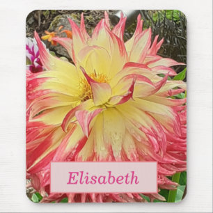 Pink & Yellow Dahlia  Mouse Mat