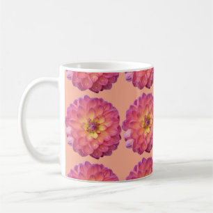 Pink & Yellow Dahlia Pattern Coffee Mug