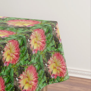 Pink & Yellow Dahlia  Tablecloth