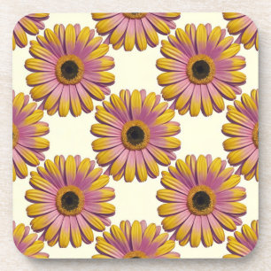 Pink Yellow Daisies Coaster Set