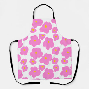 Pink yellow daisy flower modern elegant pattern  apron